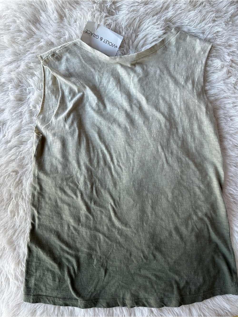 LNA Olive Ombre Medium Scoop V-Neck Tank made in USA - Picture 4 of 8